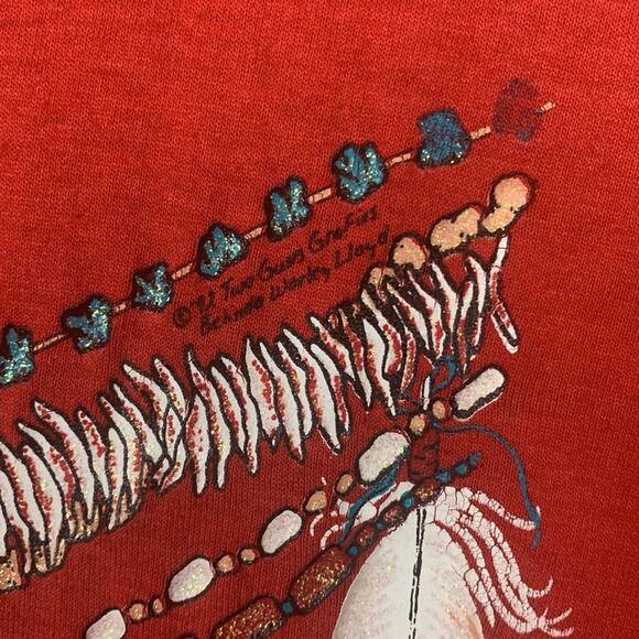 Vintage 90s mens XL Screen Stars Best red single stitch t shirt tee native india - Picture 4 of 8